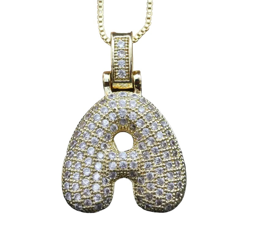 14kt gold baby bubble initial necklace on ball chain | Luna Skye